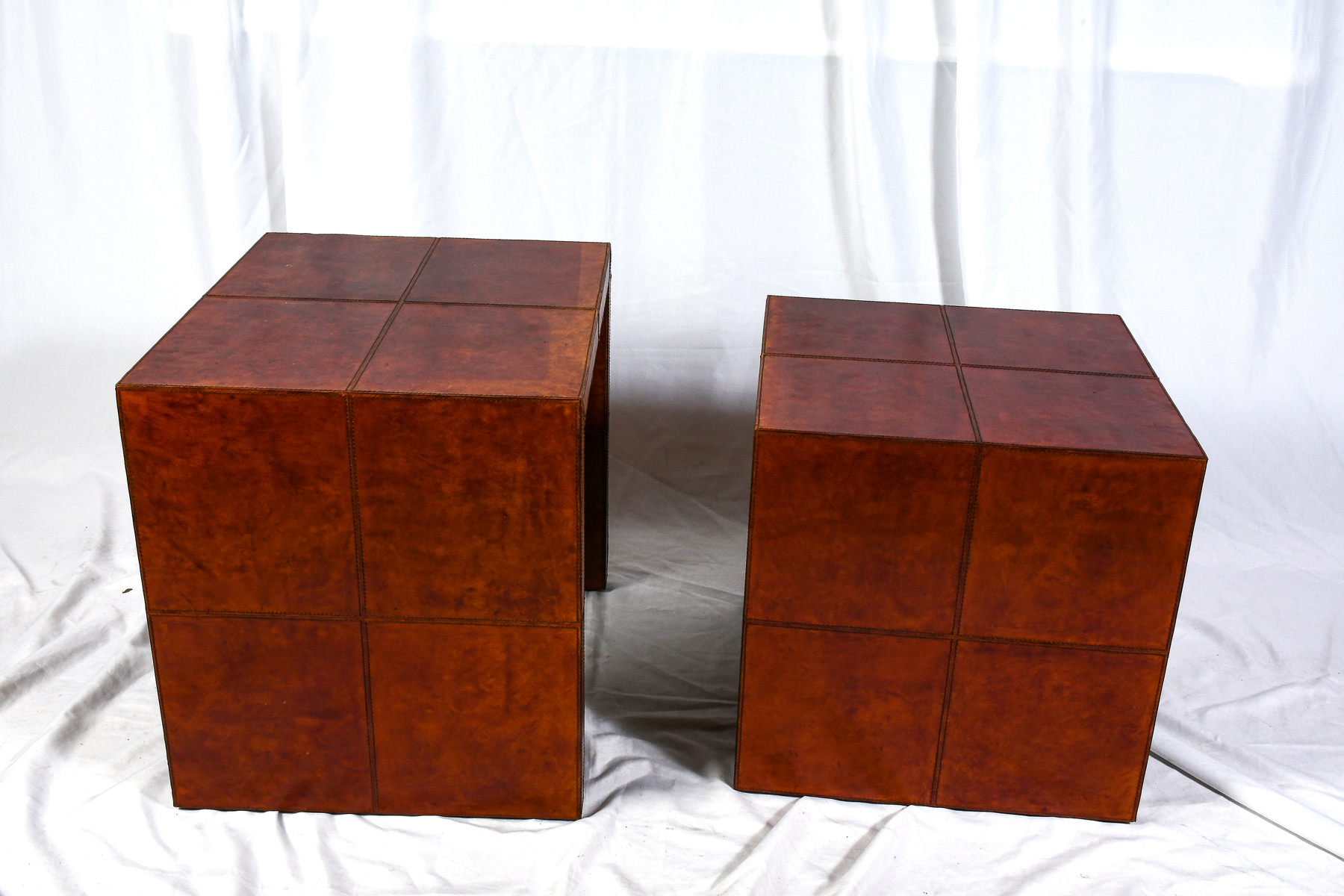 Appraisal: LEATHER NESTING TABLES leather nesting tables by Sarried Approx ''