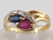 Appraisal: A carat gold ruby sapphire and diamond ring size I