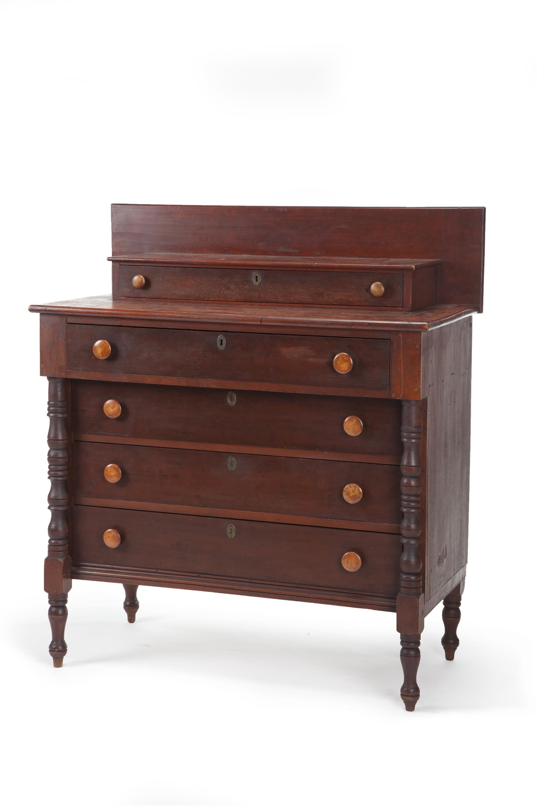 Appraisal: LATE-SHERATON CHEST OF DRAWERS American ca cherry with poplar secondary