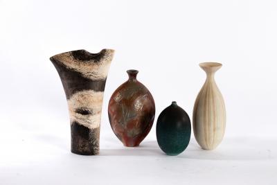 Appraisal: Anne James four porcelain vases including an organic cream and