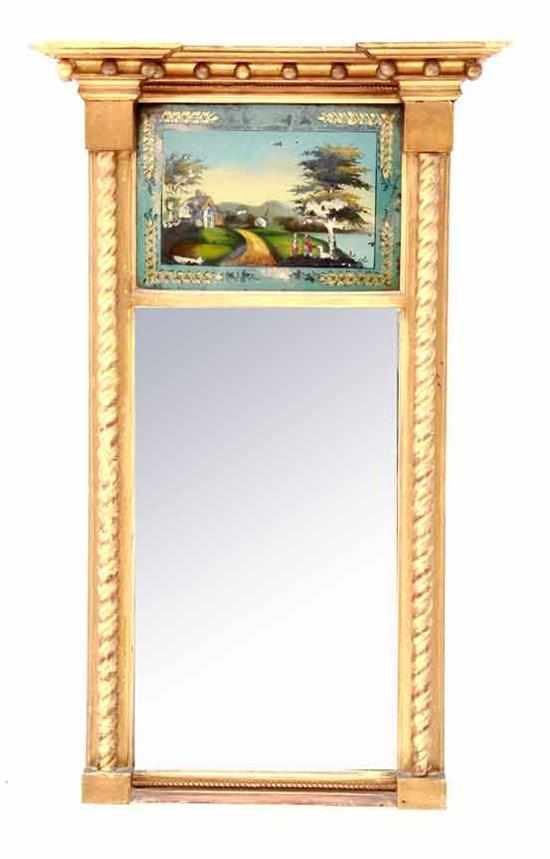 Appraisal: Federal giltwood and eglomise mirror first quarter th century molded