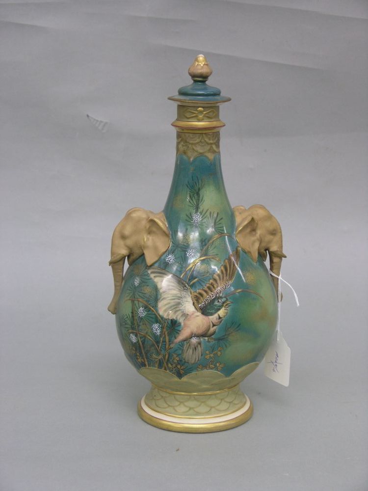 Appraisal: A late th century continental porcelain vase with twin elephant