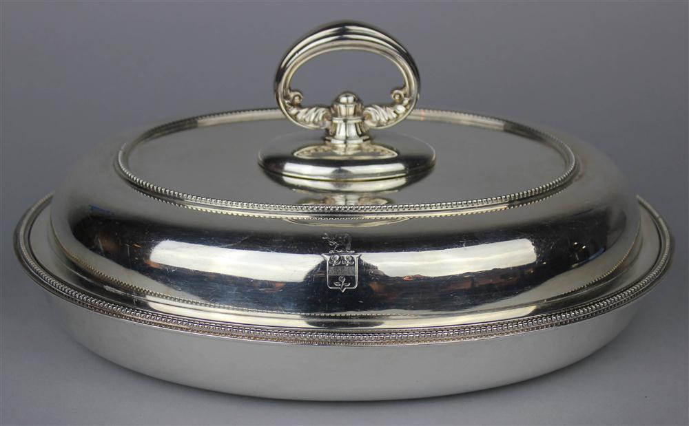 Appraisal: TIFFANY CO CRESTED SILVER OVAL VEGETABLE DISH AND COVER ca