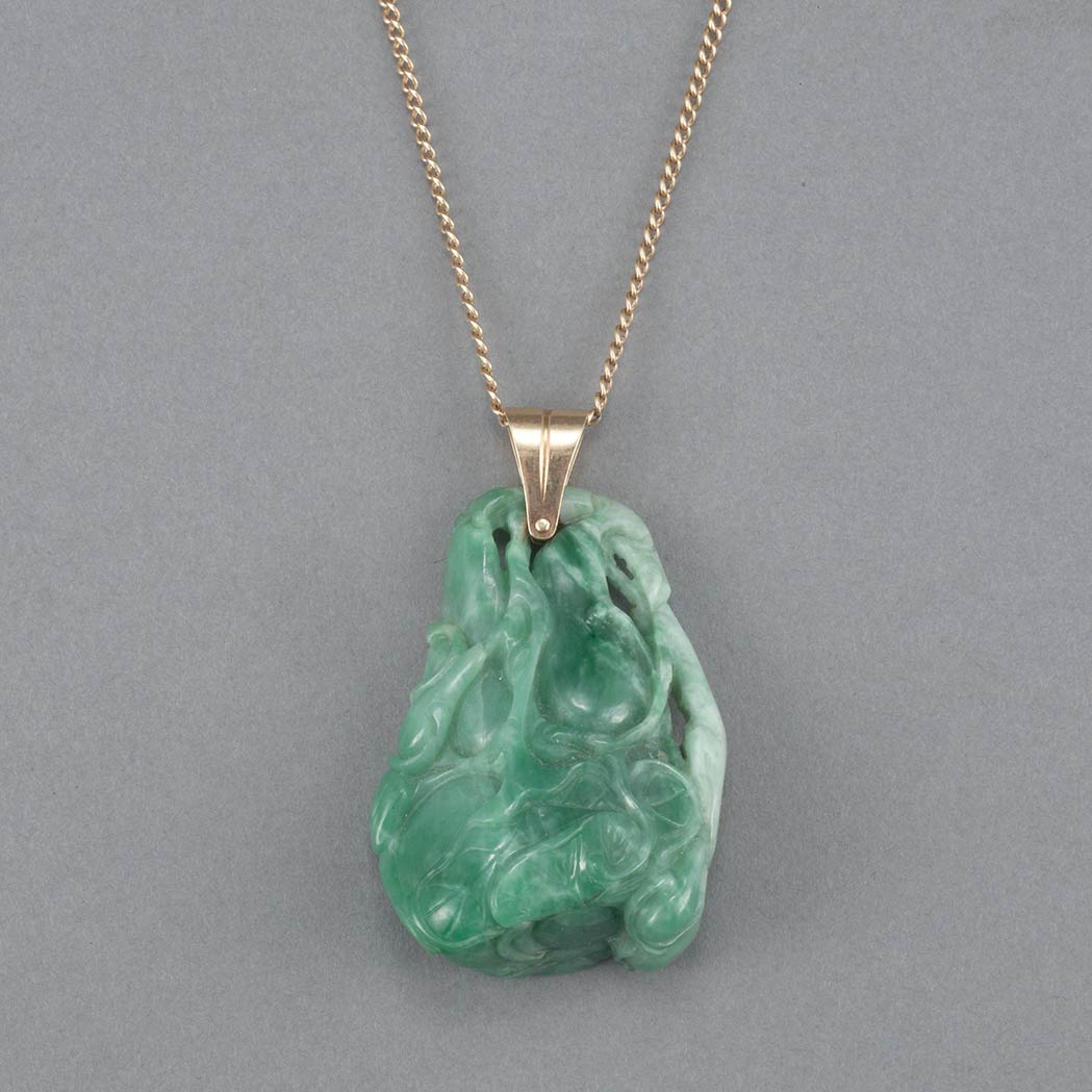 Appraisal: Chinese Jadeite Pendant Late th early th century Carved as