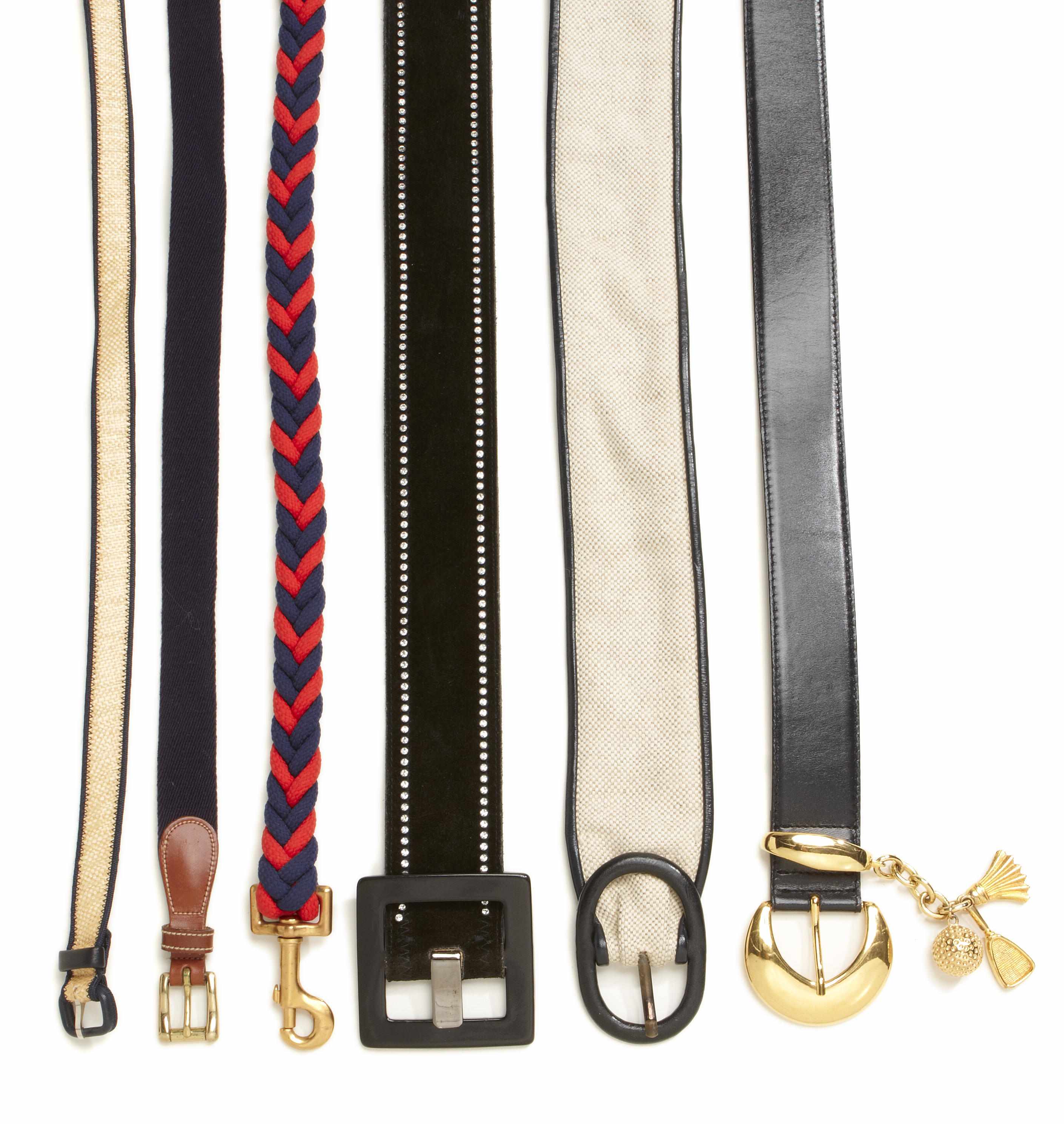 Appraisal: An Escada black leather and gold metal charm belt together