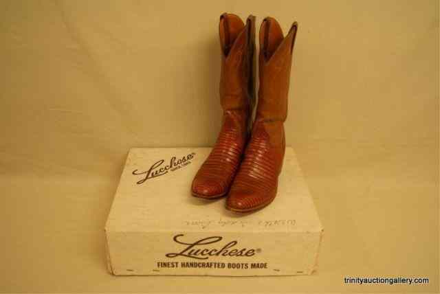 Appraisal: Lucchese Custom Brown Lizard Western BootHand crafted custom western -