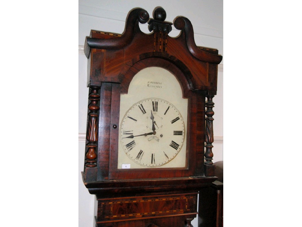 Appraisal: A Victorian flamed mahogany long case clock with swan neck