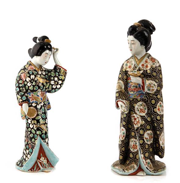 Appraisal: A pair of porcelain Kutani figures height in width in