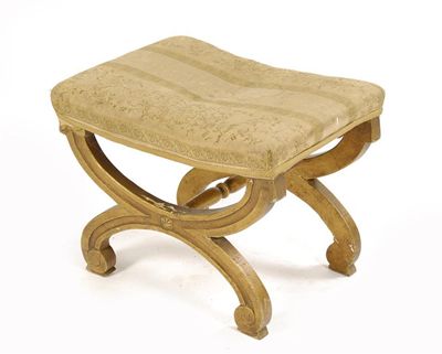 Appraisal: A th century giltwood stool on 'X' shape supports united