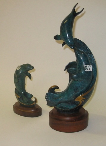 Appraisal: TWO M R J REGAT LIMITED EDITION BRONZE SCULPTURES green