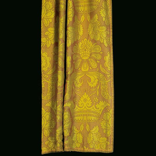 Appraisal: ARTS CRAFTS TEXTILES Four curtains of gold and burgundy silk