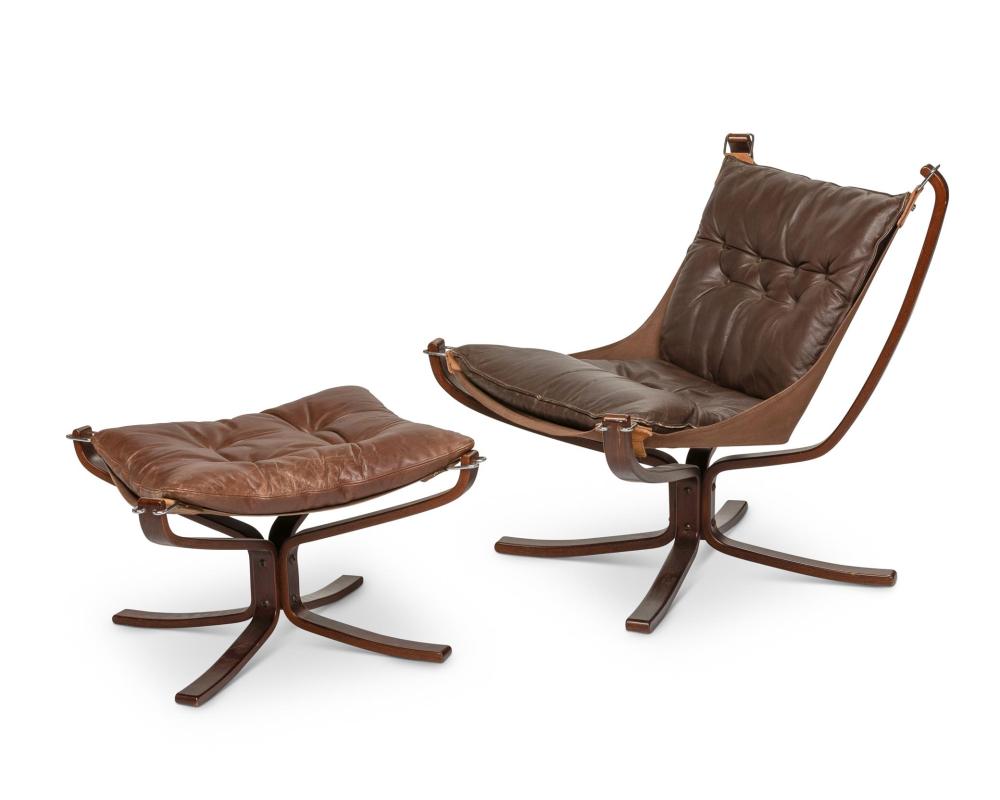 Appraisal: A Sigurd Ressell Falcon lounge chair and ottoman for Vatne