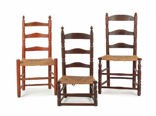 Appraisal: Four ladderback side chairs early th c