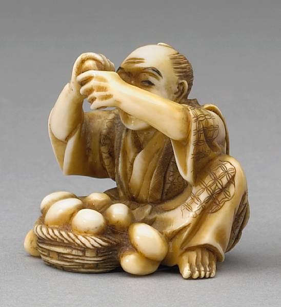 Appraisal: Japanese Works of ArtNetsuke and Okimono Meiji Taisho Period Portrayed