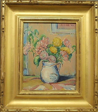 Appraisal: - English oil on board still life painting of flowers