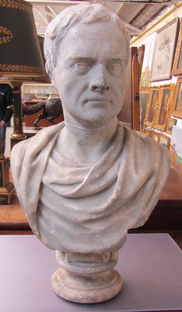 Appraisal: An English marble bust of Issac Newton th century on