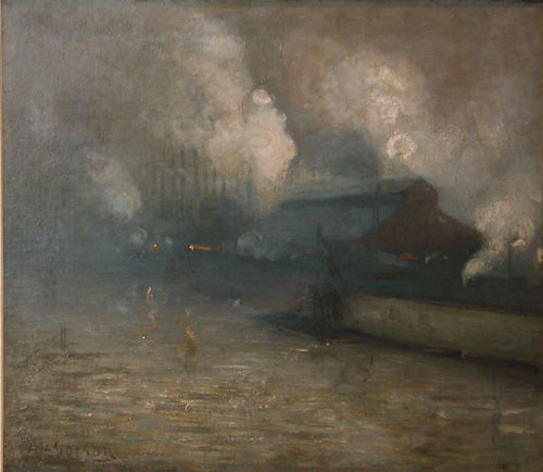 Appraisal: Industrial Scene at Twilight Gorson Aaron Harry Lithuanian American -