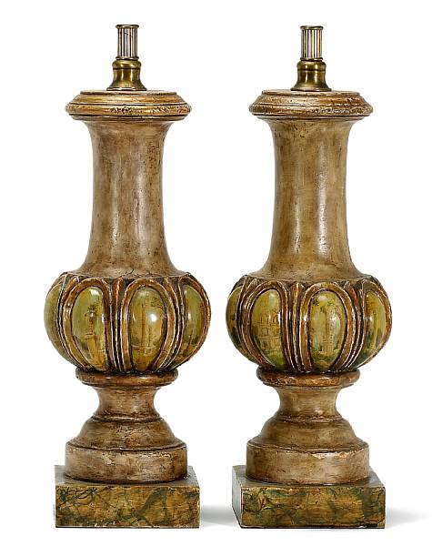 Appraisal: A pair of Baroque style painted balusters now as table