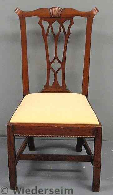 Appraisal: Connecticut Chippendale cherry side chair c with shell carved crest