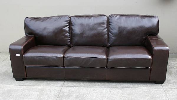 Appraisal: A George III style leather sofa height in width ft