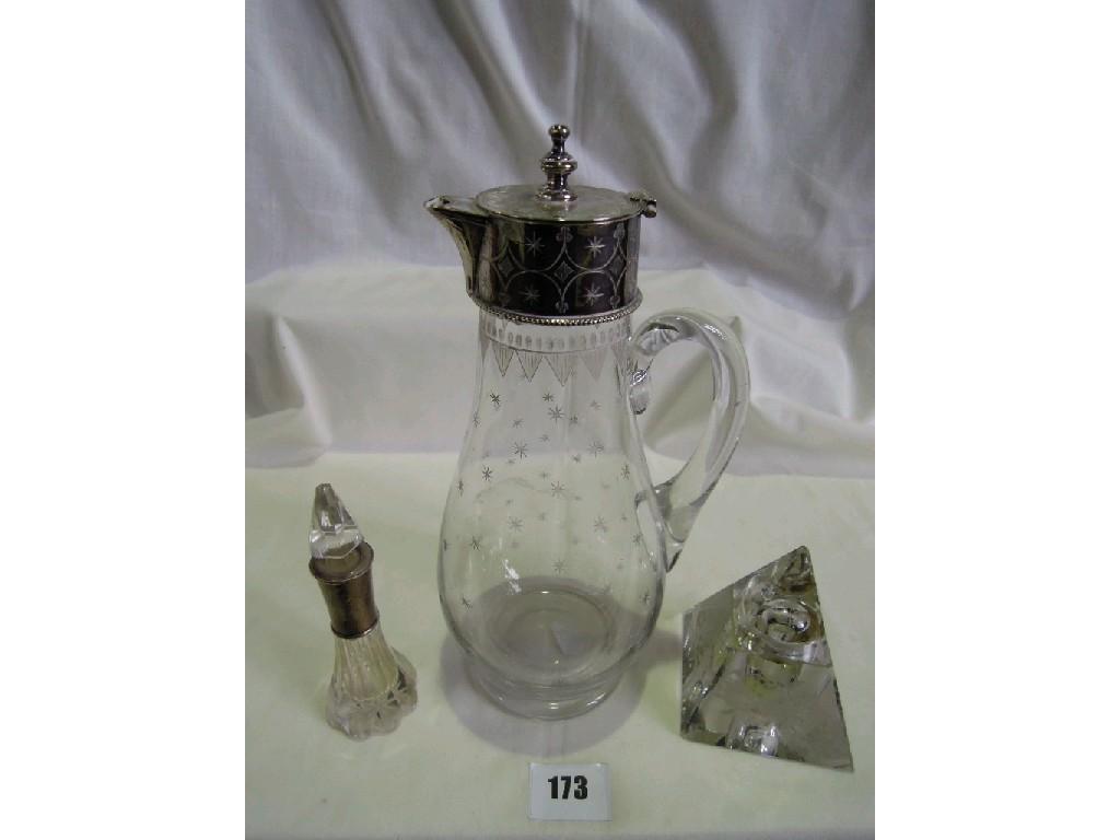 Appraisal: A late th century glass claret jug with etched star