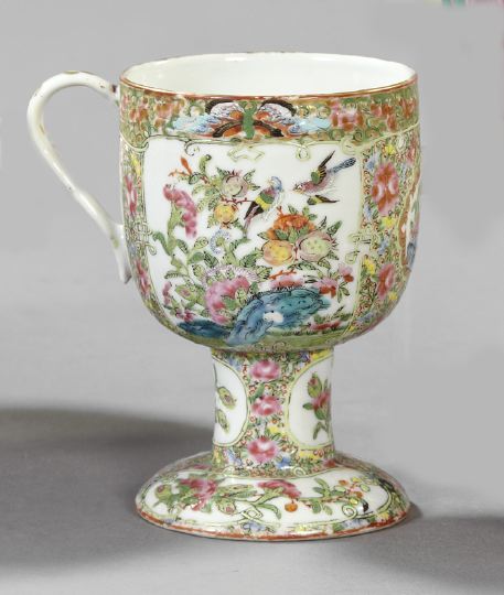 Appraisal: Unusual Chinese Rose Medallion Porcelain Footed Cup second quarter th