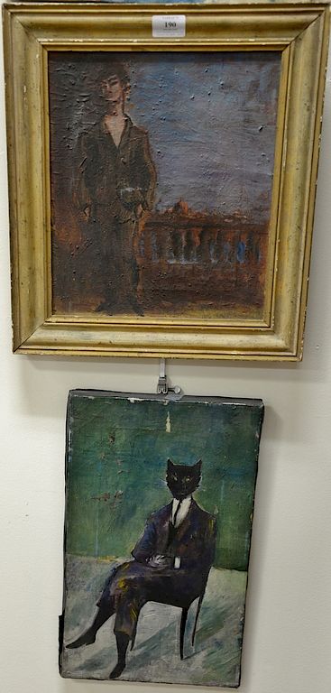 Appraisal: Four Kenneth Jay Lane oil on canvas paintings including a