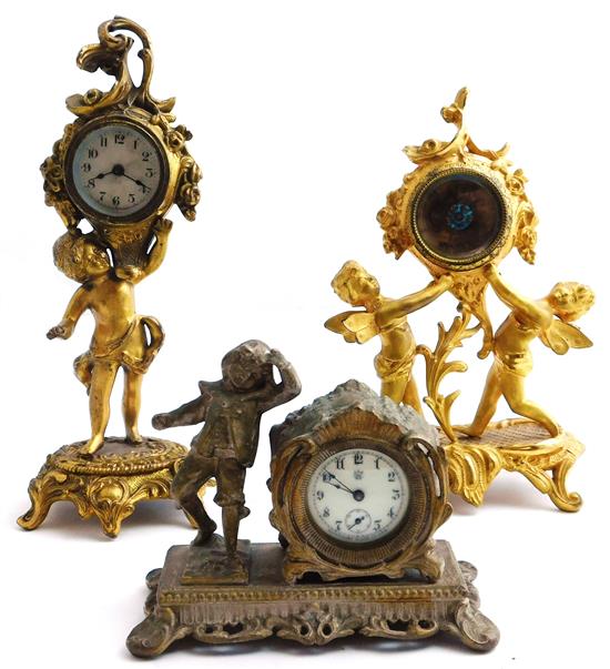 Appraisal: CLOCKS Three late th early th C cast metal figural