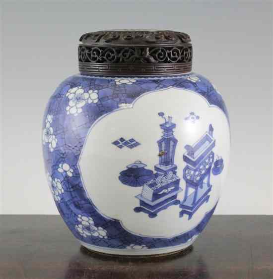 Appraisal: A Chinese blue and white ovoid jar Kangxi period -