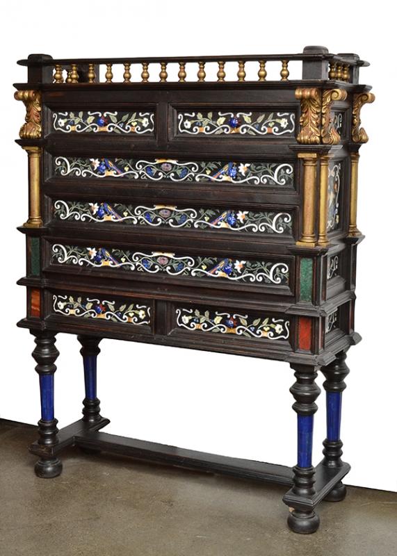 Appraisal: AN ITALIAN RENAISSANCE STYLE INLAID CABINET ON STAND the drawers