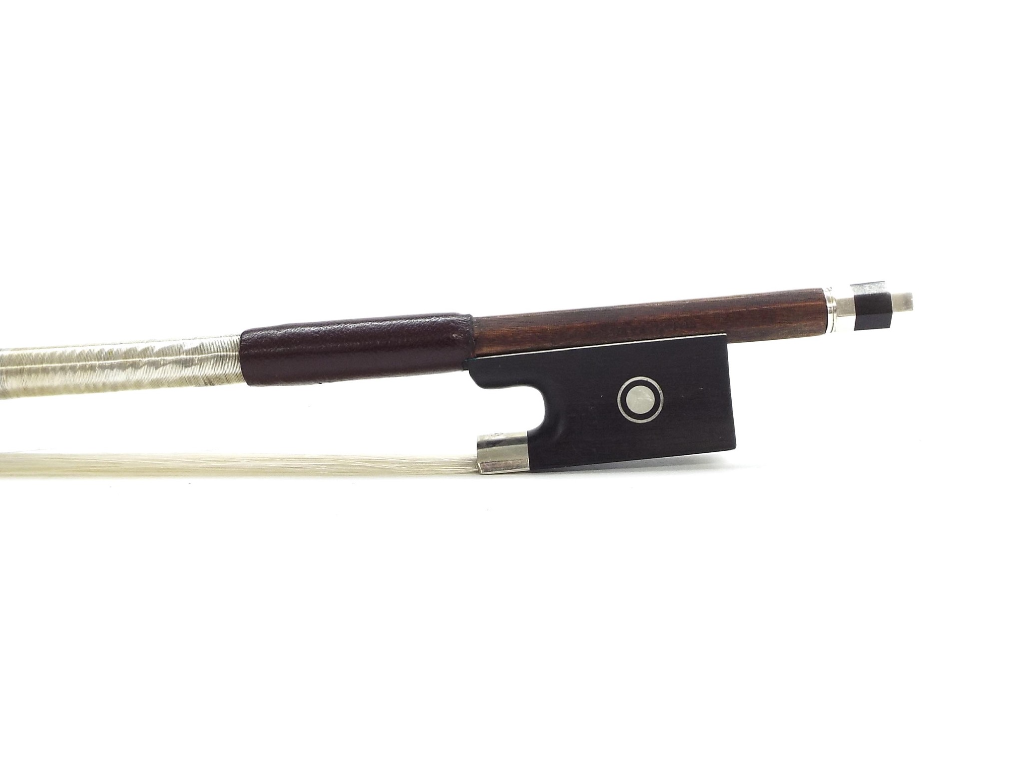 Appraisal: Silver mounted violin bow stamped Simon Paris the stick round