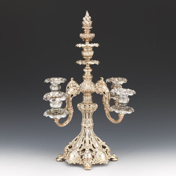 Appraisal: IMPRESSIVE REED BARTON SILVER PLATED FIVE-LIGHT CANDELABRUM CENTERPIECE RENAISSANCE PATTERN