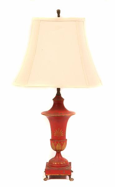 Appraisal: A French tole table lamp height in