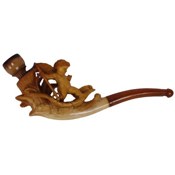 Appraisal: Meerschaum pipe in case with cupid cherub figural carving long