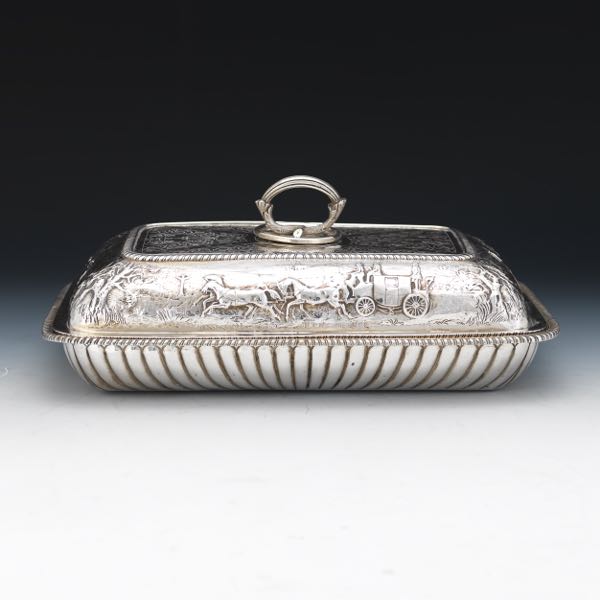 Appraisal: RARE GEORGE III STERLING SILVER ENTREE DISH WITH COVER COACHING