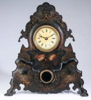 Appraisal: American decorative metal mantel clock th c h American decorative