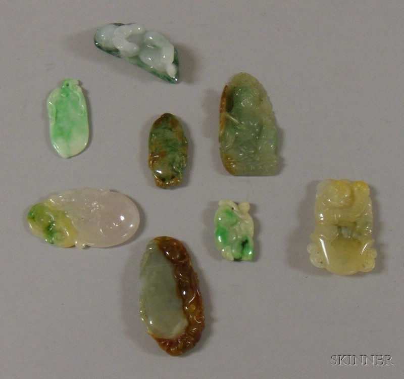 Appraisal: Eight Assorted Carved Jade Pendants and Other Items of various