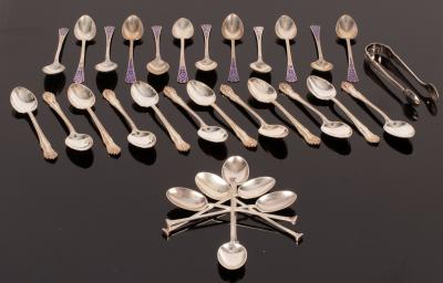 Appraisal: Twelve silver enamel coffee spoons L S Birmingham twelve silver