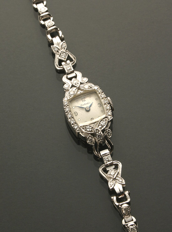 Appraisal: Lady's Art Deco Platinum and Diamond -Jewel Manual-Wind Cocktail Wristwatch