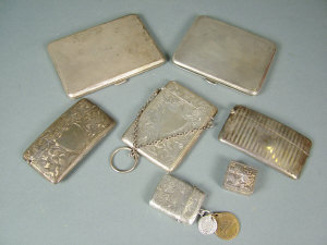 Appraisal: A collection of five Victorian and later silver cigarette card