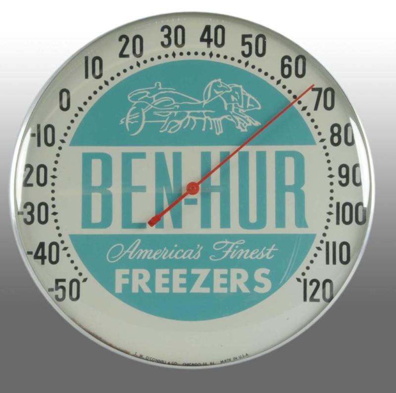 Appraisal: Ben-Hur Freezers Round Thermometer Description Graphics include line drawing of