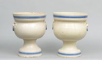 Appraisal: A Pair Of Creamware Urns Portuguese ca Early Mid th