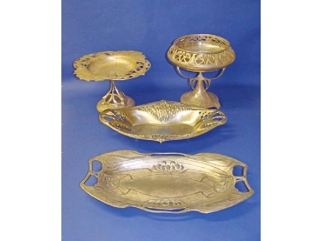 Appraisal: WMF A SILVERED METAL TABLE CENTRE the flared bowl with