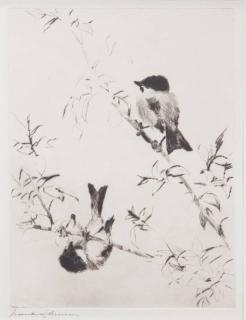 Appraisal: Frank W Benson Chickadees signed Frank W Benson lower leftdrypoint