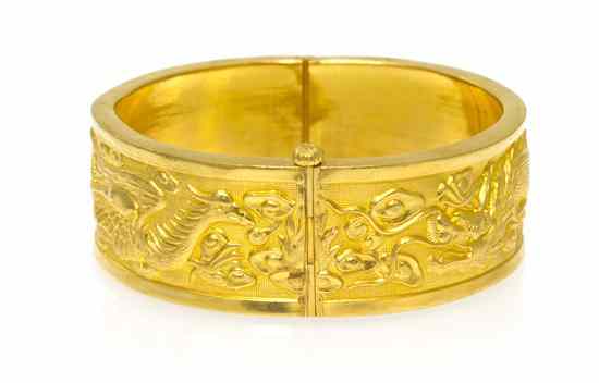 Appraisal: A Karat Yellow Gold Chinese Gold Wedding Bangle in a