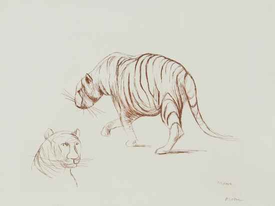 Appraisal: Henry Moore - Tiger c etching printed in colours signed