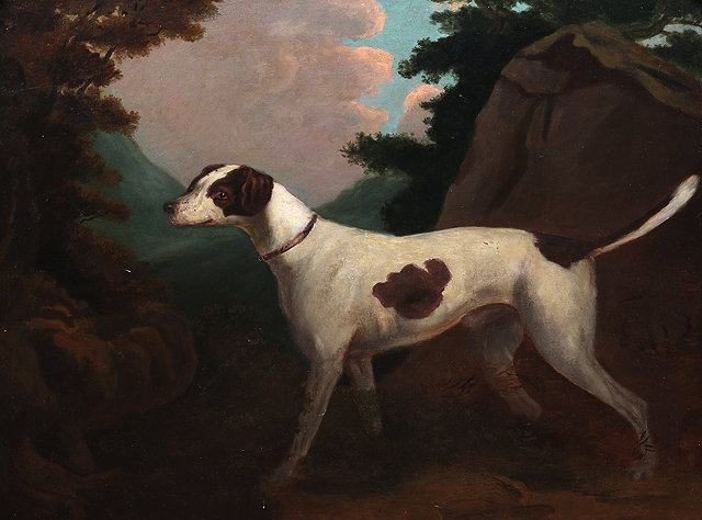 Appraisal: FOLLOWER OF GEORGE STUBBSA fox hound in a landscape oils