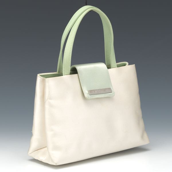 Appraisal: BVLGARI SATIN LEATHER AND PALLADIUM SHOULDER HANDBAG x x Classy