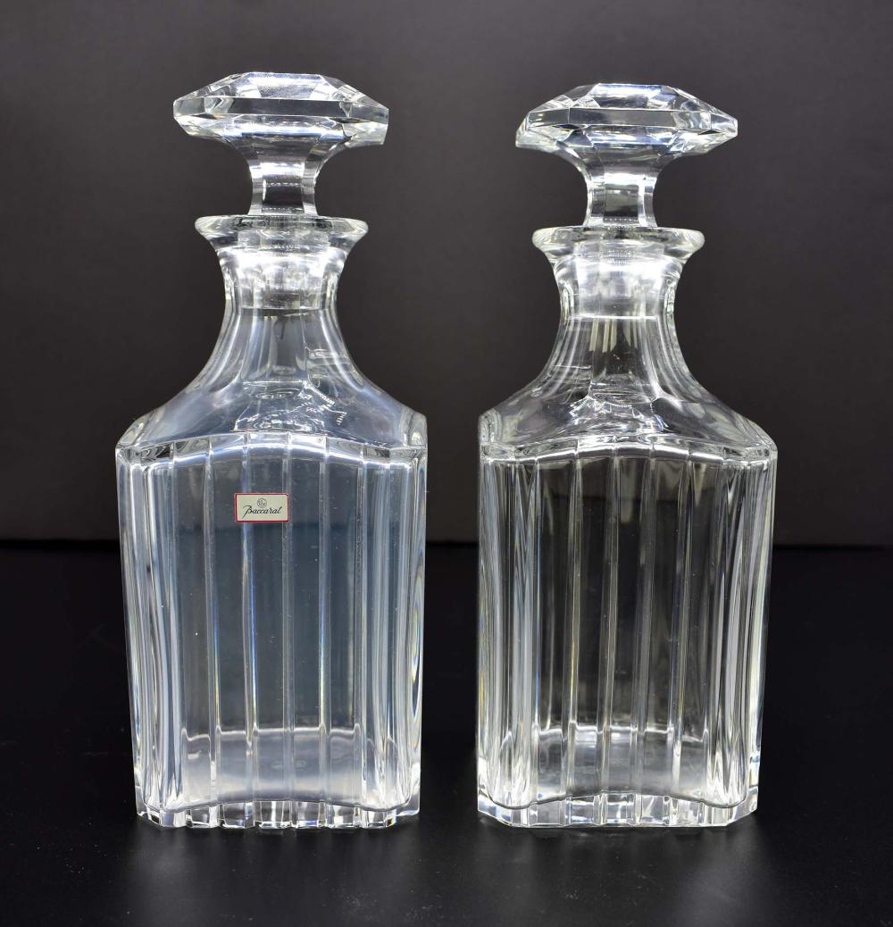 Appraisal: PAIR OF BACCARAT HARMONIE GLASS DECANTERSMarked with Baccarat logo on