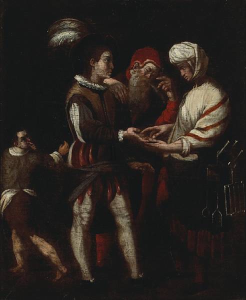 Appraisal: Italian School th Century The fortune teller oil on canvas